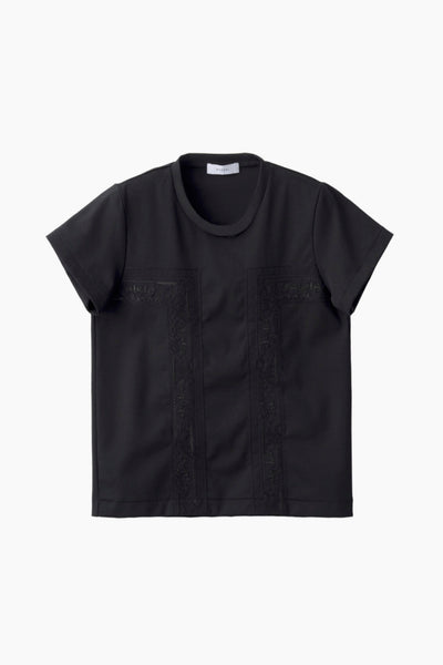 Framed embroidered jersey tops (Black)