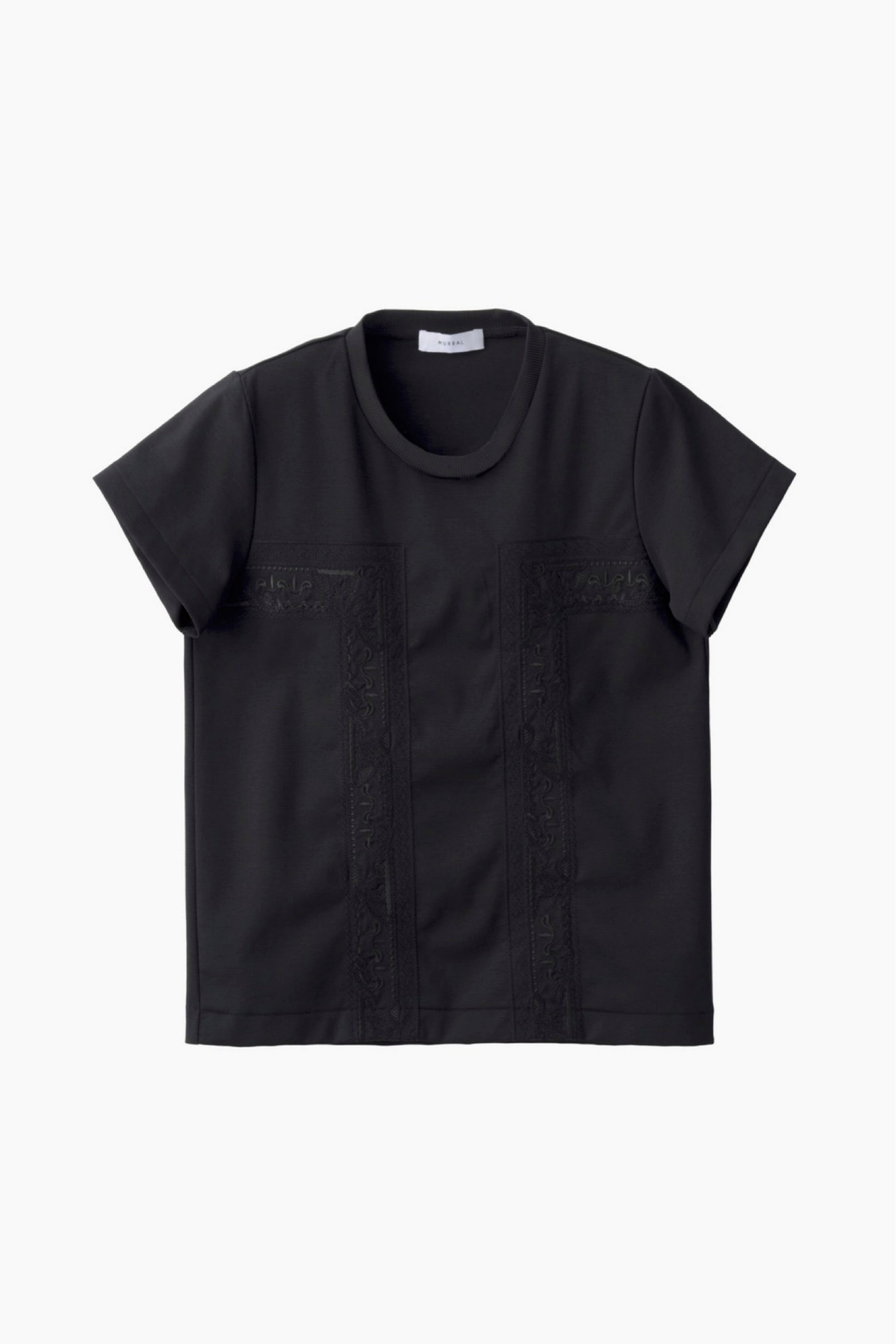 Framed embroidered jersey tops (Black)