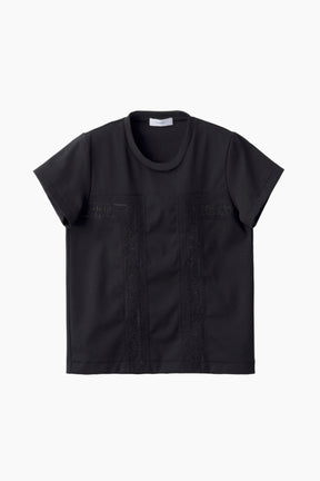 Framed embroidered jersey tops (Black)