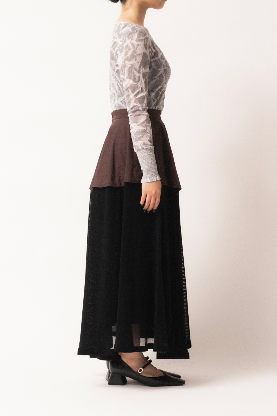 MURRAL Military layered flare skirt (Black)