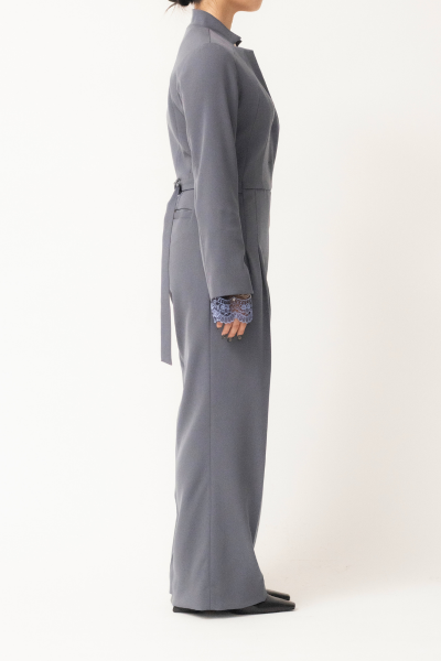 MURRAL Slit sleeve lace jumpsuit (Blue)