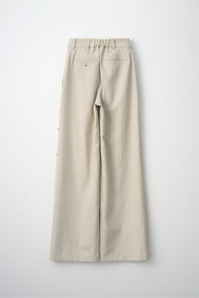 Veil embroidered layered slacks (Ecru)