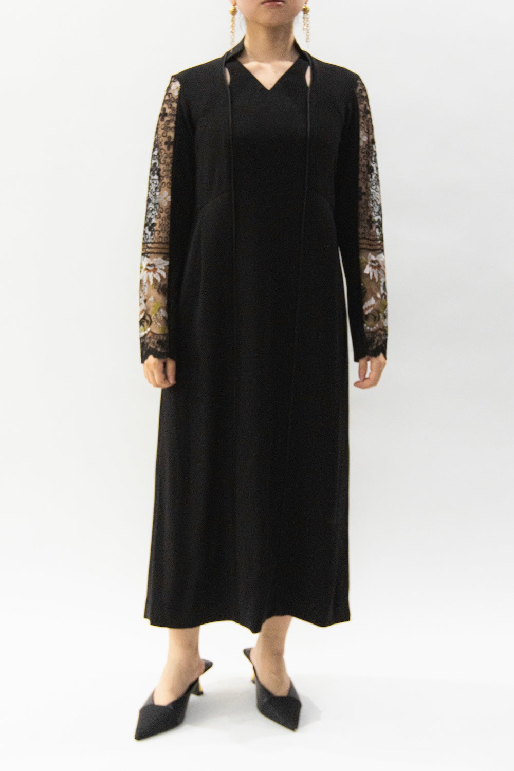 MURRAL Petal collar lace dress (Navy)