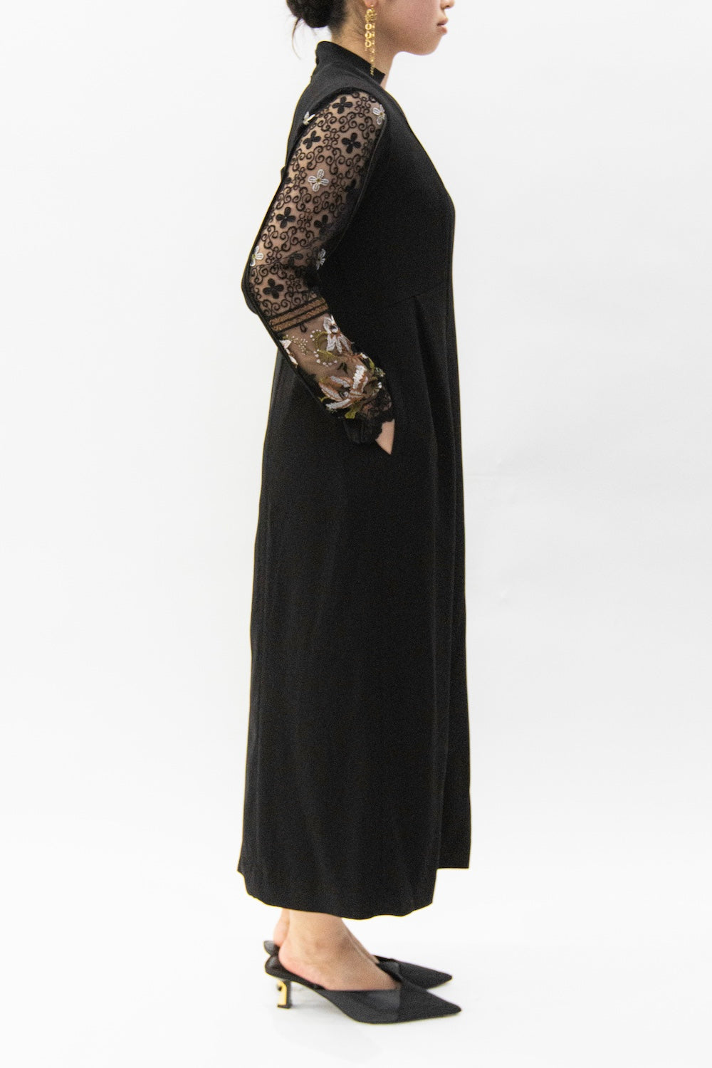 MURRAL Petal collar lace dress (Navy)