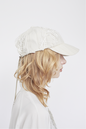 Nerine embroidered tulle cap (Ivory)