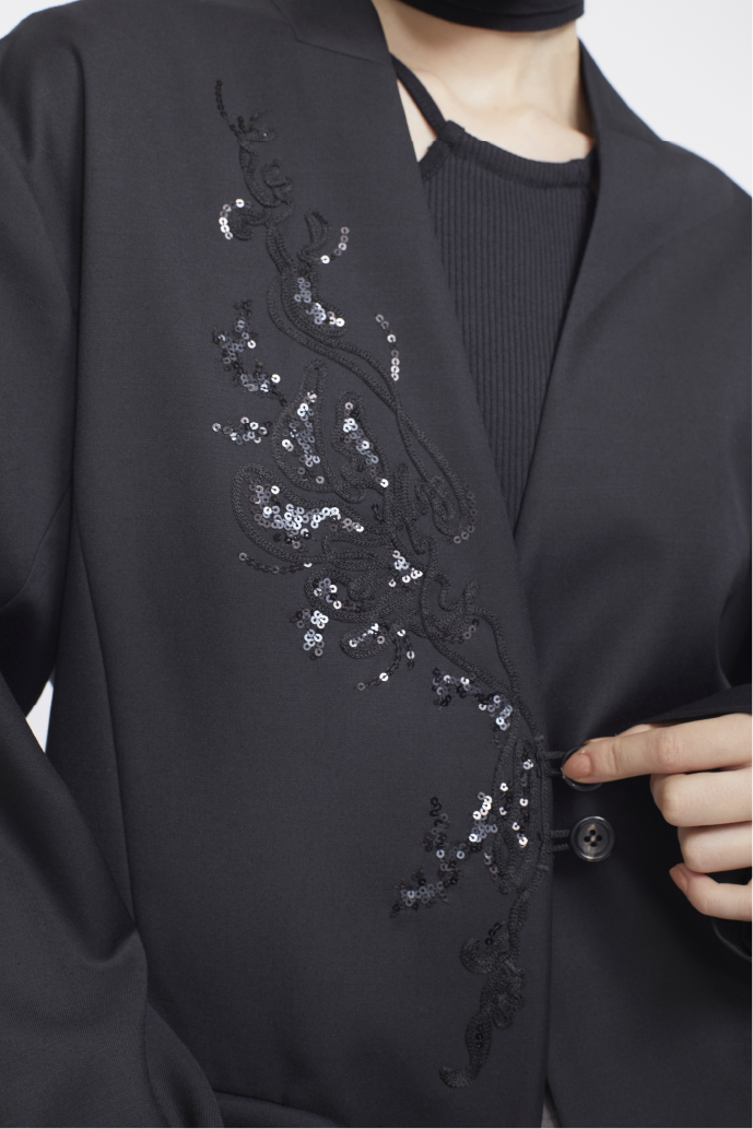 Veil embroidered jacket (Black)