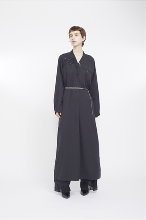Veil embroidered layered slacks (Black)