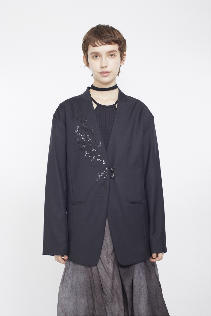 Veil embroidered jacket (Black)
