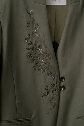 Veil embroidered jacket (Khaki)