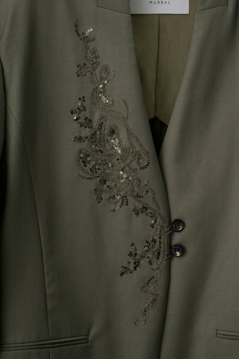 Veil embroidered jacket (Khaki)