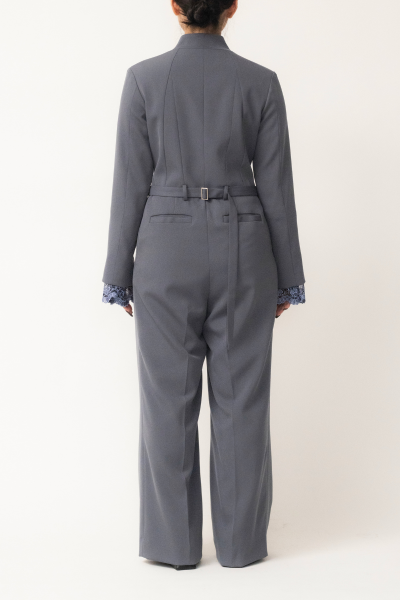 MURRAL Slit sleeve lace jumpsuit (Blue)