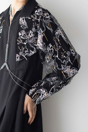 Tears flower lace dress (Black)