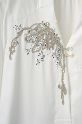 Veil embroidered dress (White)