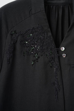 Veil embroidered dress (Black)