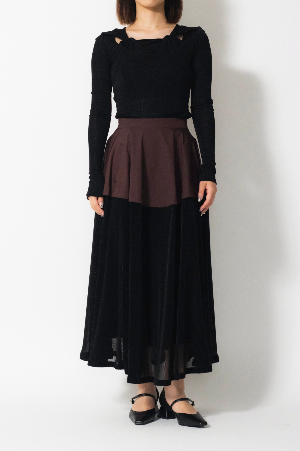 MURRAL Military layered flare skirt (Black)