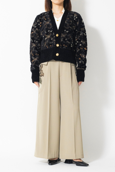 MURRAL Camouflage embroidered knit cardigan (Ivory)