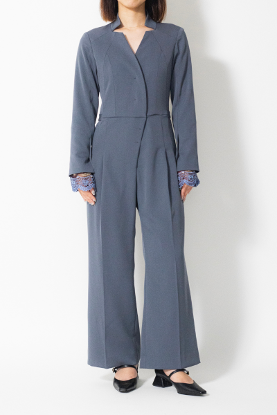 MURRAL Slit sleeve lace jumpsuit (Blue)