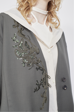 Veil embroidered jacket (Khaki)