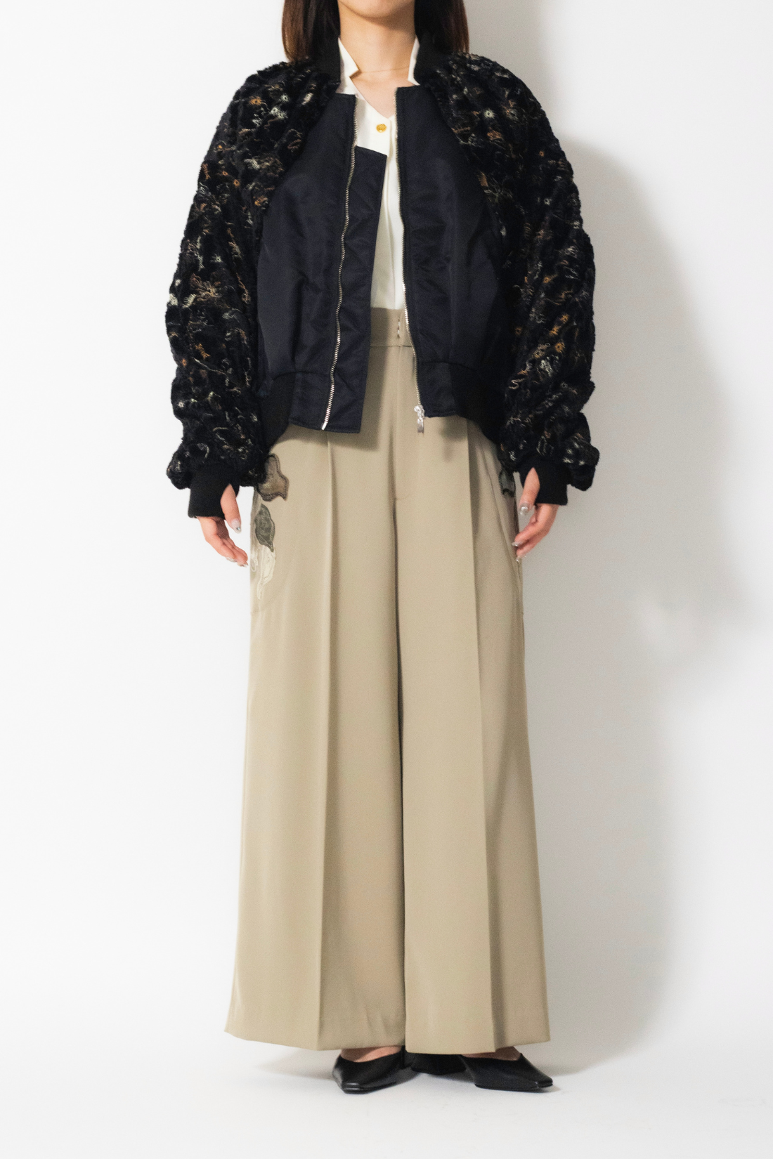 MURRAL Camouflage embroidered military blouson (Ivory)