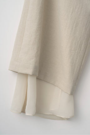 Veil embroidered layered slacks (Ecru)
