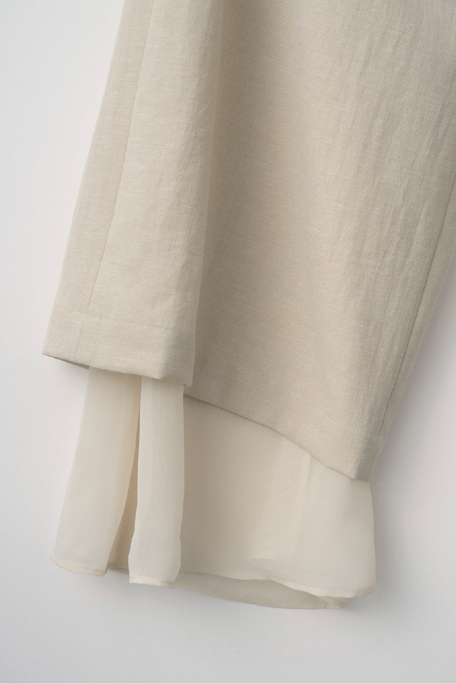 Veil embroidered layered slacks (Ecru)