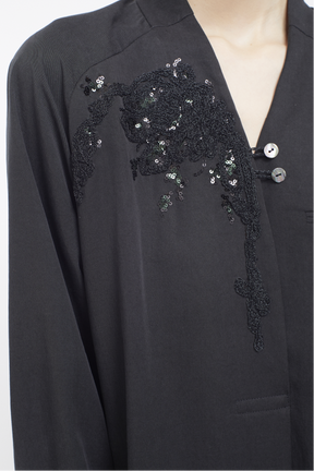 Veil embroidered dress (Black)