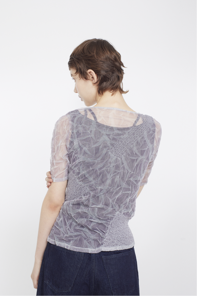Crumpled half sleeve tops (Pink)