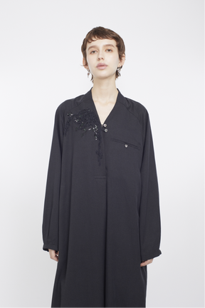 Veil embroidered dress (Black)