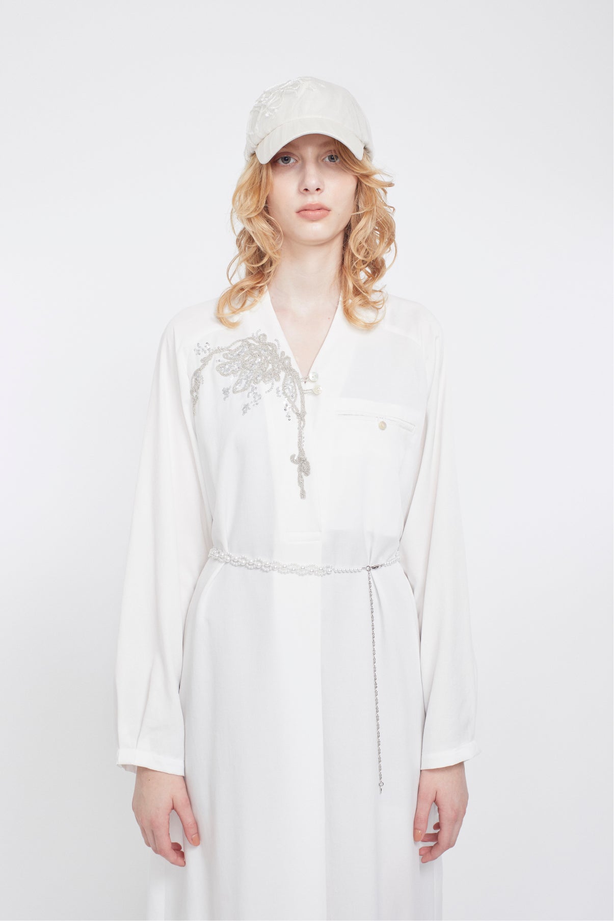 Grain pearl belt (White)