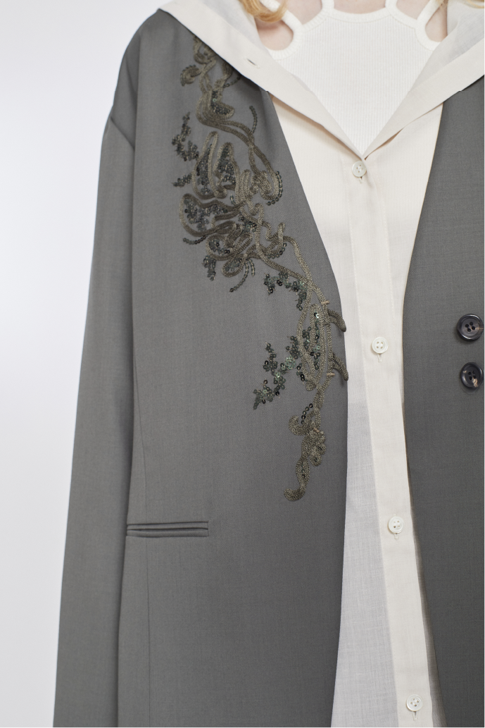 Veil embroidered jacket (Khaki)