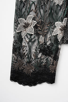 Classic lace dress set (Black)