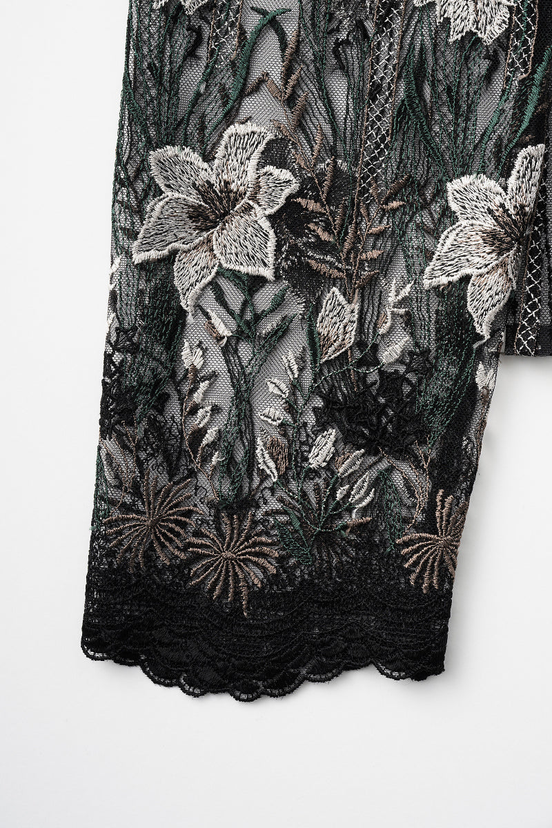 Classic lace dress set (Black)