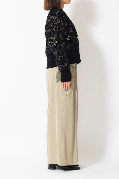 MURRAL Camouflage embroidered knit cardigan (Ivory)