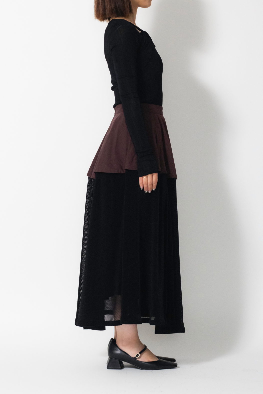 MURRAL Military layered flare skirt (Black)