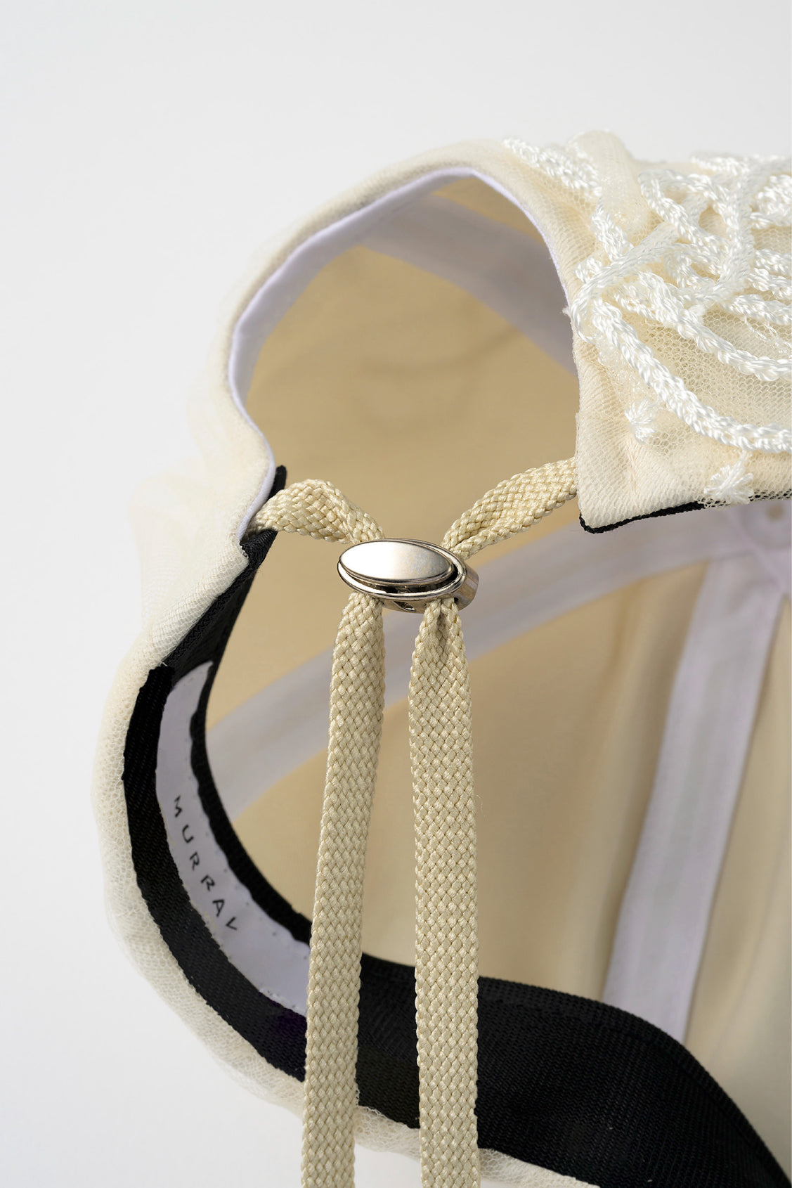 Nerine embroidered tulle cap (Ivory)