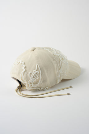 Nerine embroidered tulle cap (Ivory)