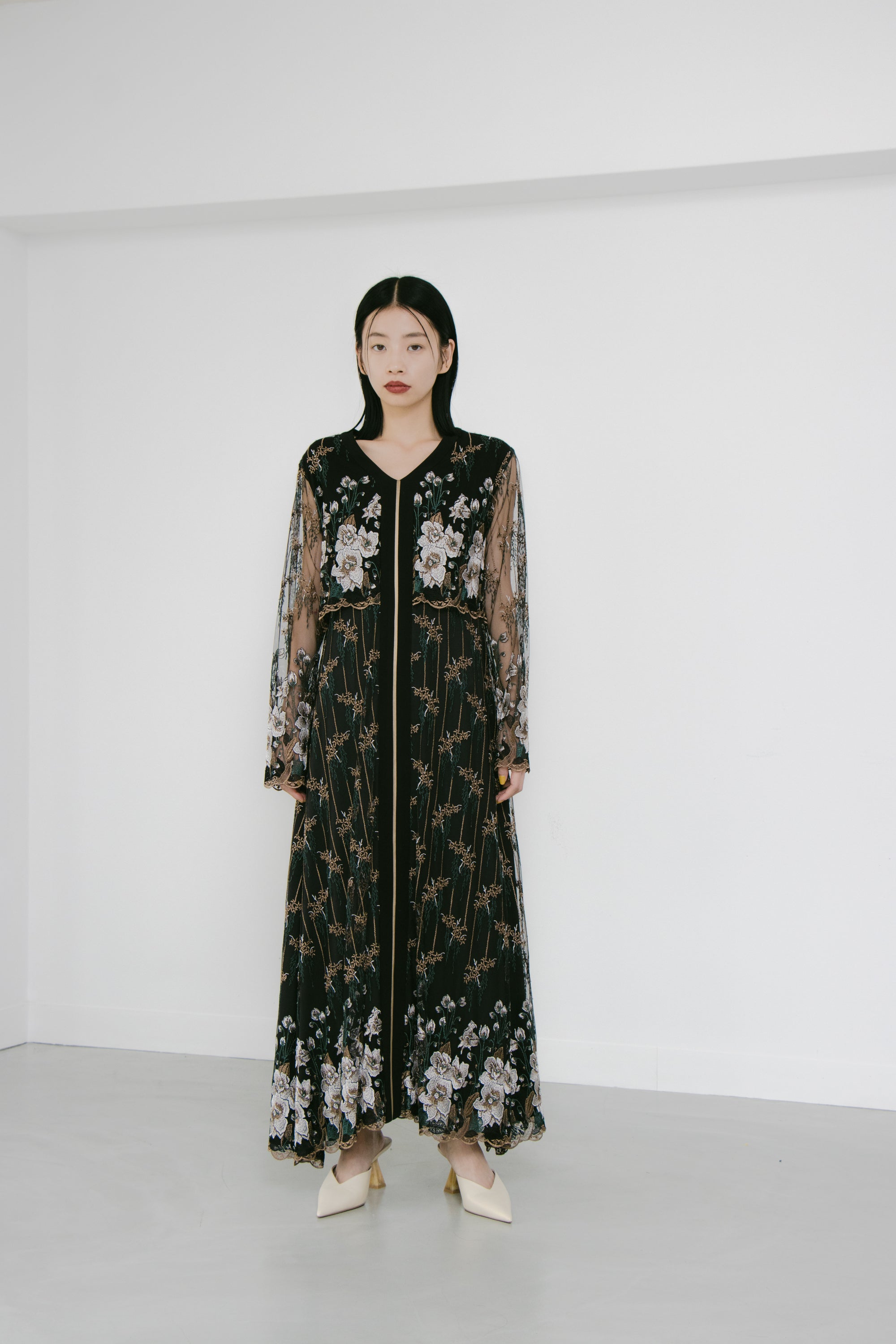 MURRAL Everlasting embroidery lace dress (Navy)