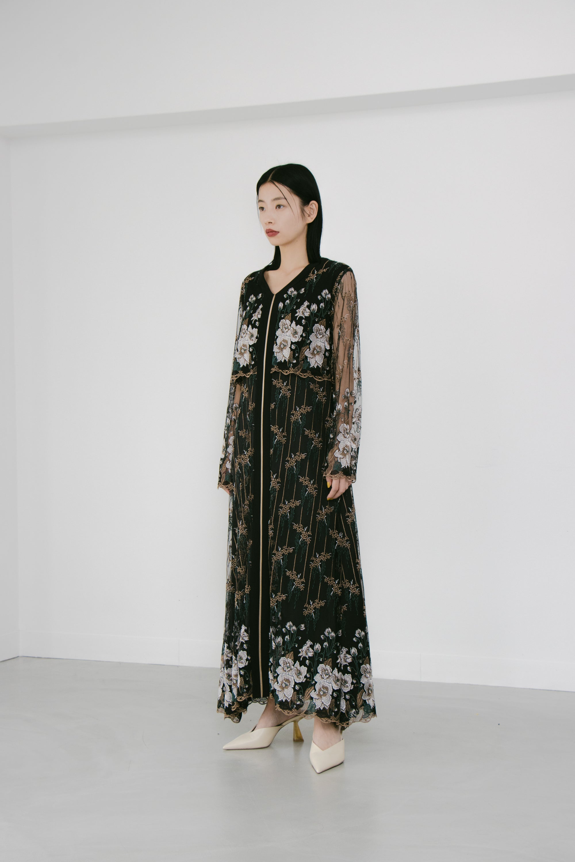 MURRAL Everlasting embroidery lace dress (Navy)