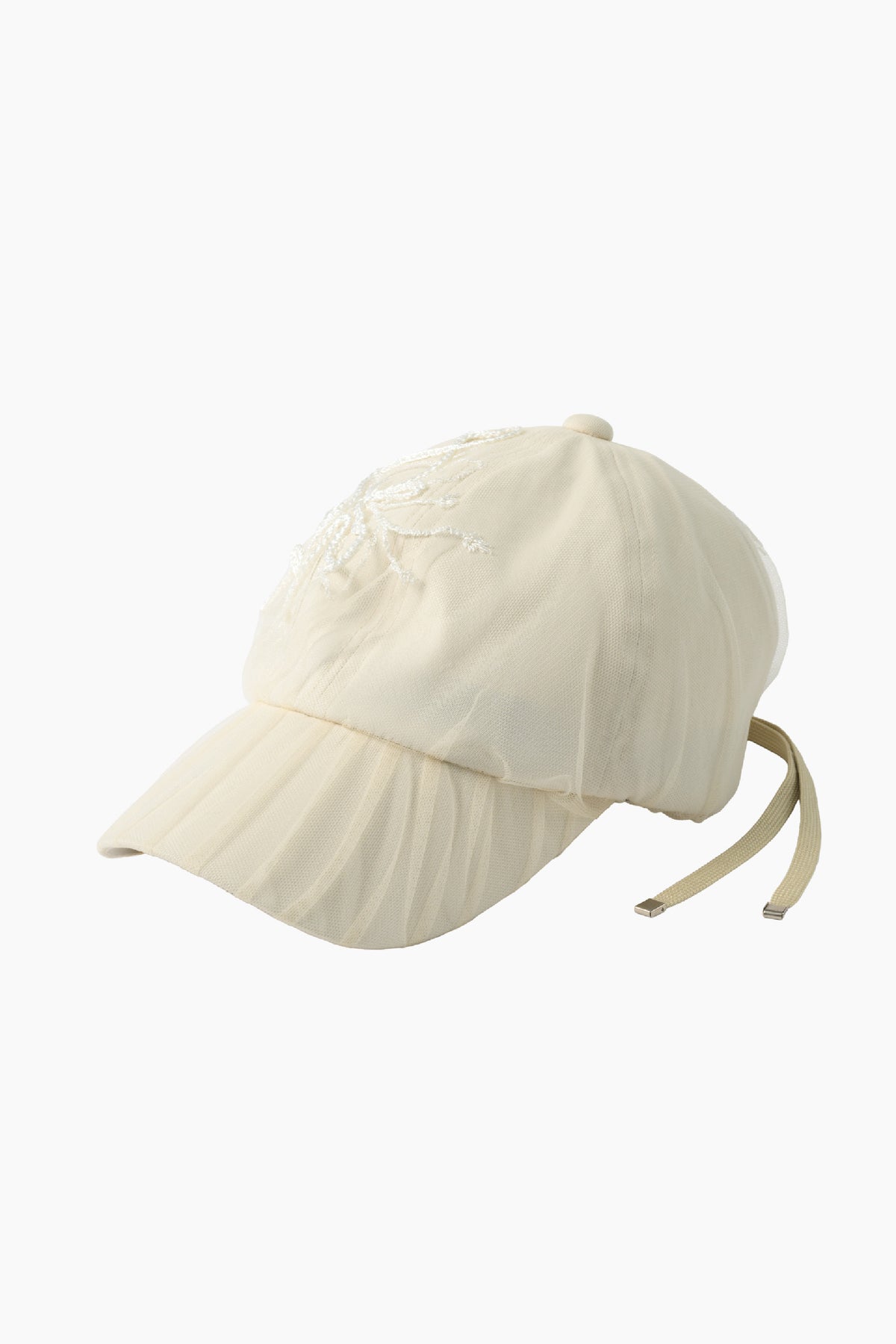 Nerine embroidered tulle cap (Ivory)