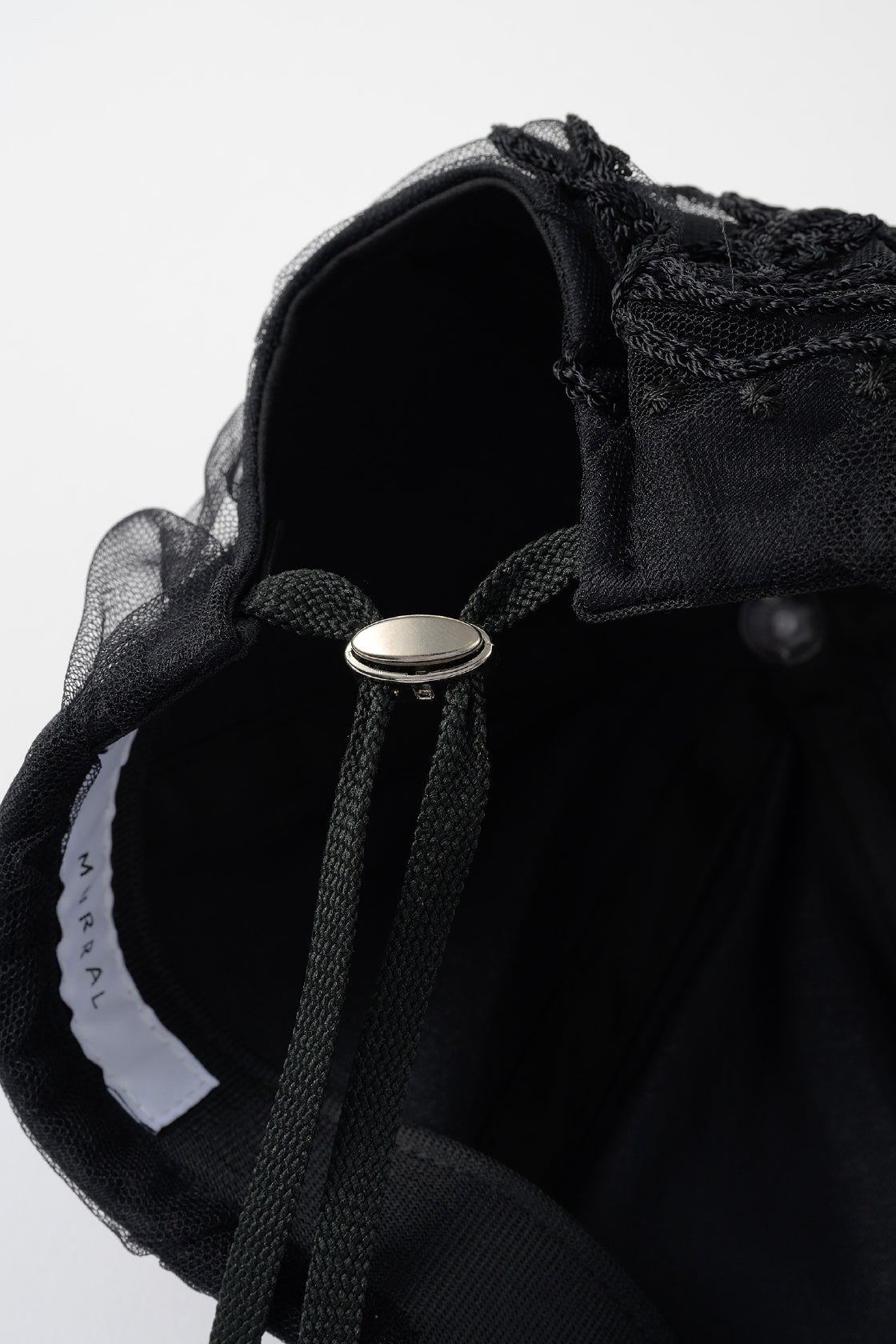 Nerine embroidered tulle cap (Black)