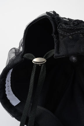 Nerine embroidered tulle cap (Black)