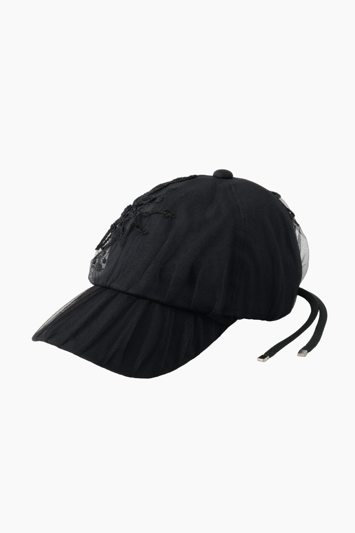 Nerine embroidered tulle cap (Black)