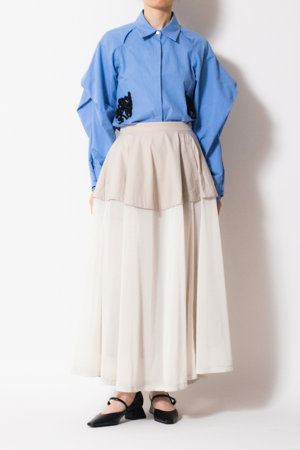 MURRAL Military layered flare skirt (Black)