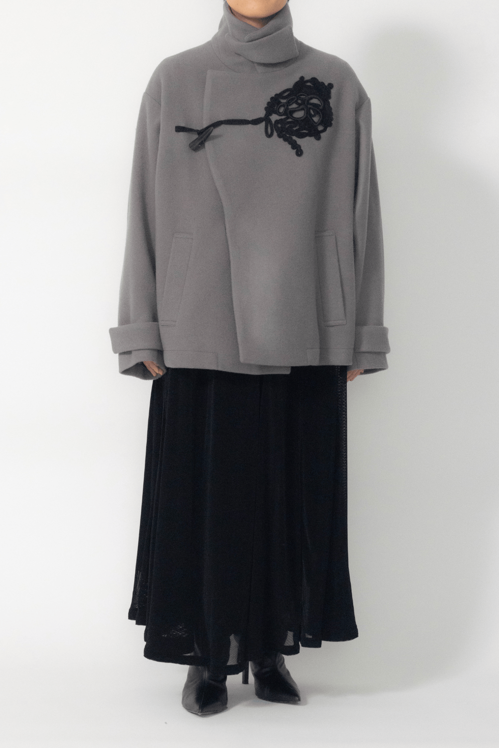 MURRAL Trillium embroidered wool coat (Gray)