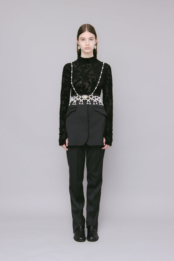 MURRAL Snowflake jacquard velor top (Black)