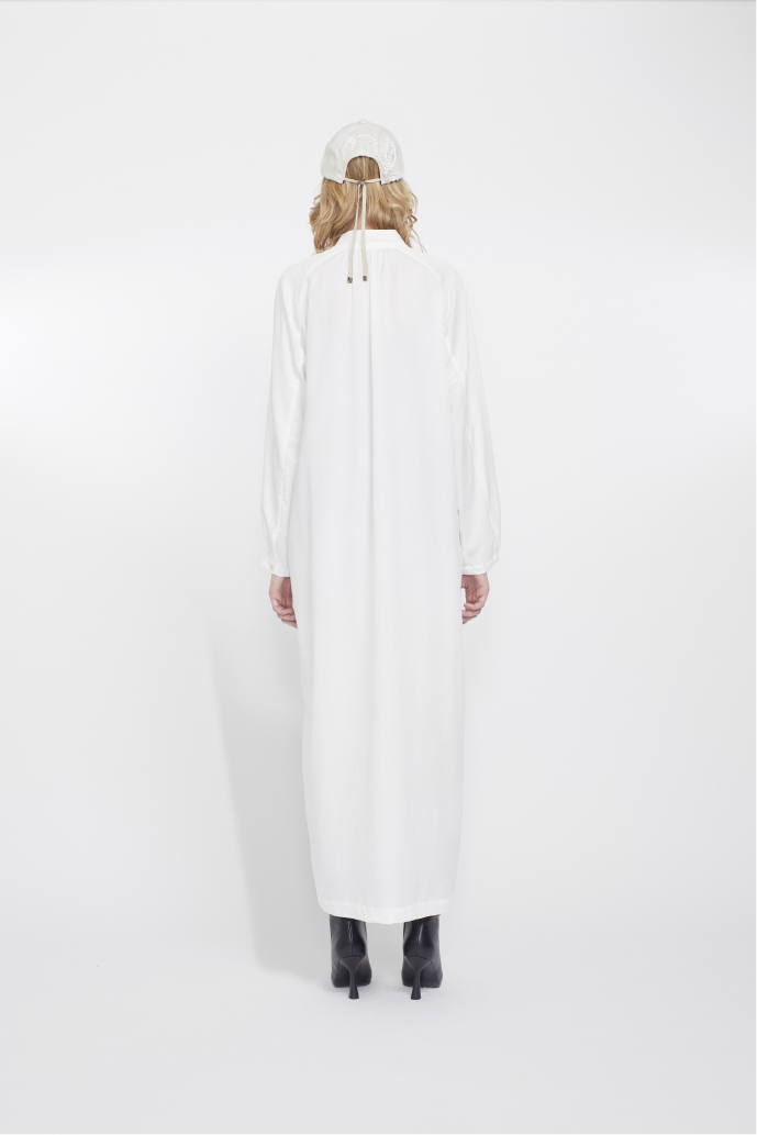Veil embroidered dress (White)