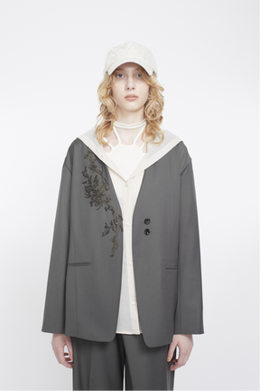 Veil embroidered jacket (Khaki)