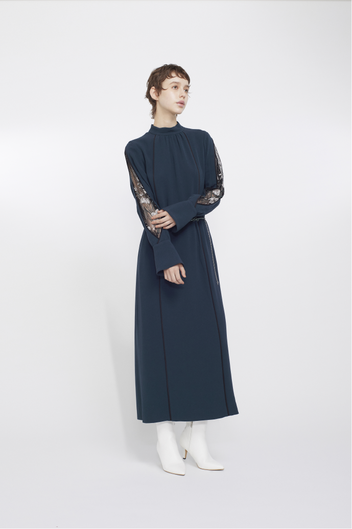 Petal sleeve lace dress (Green)