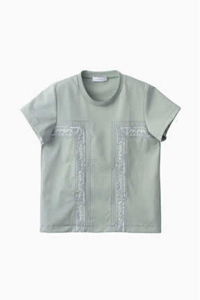 Framed embroidered jersey tops (Ash green)