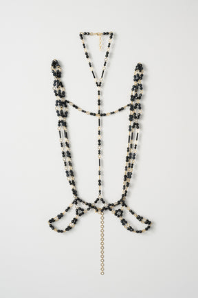 Petal collar lace dress set (Black)